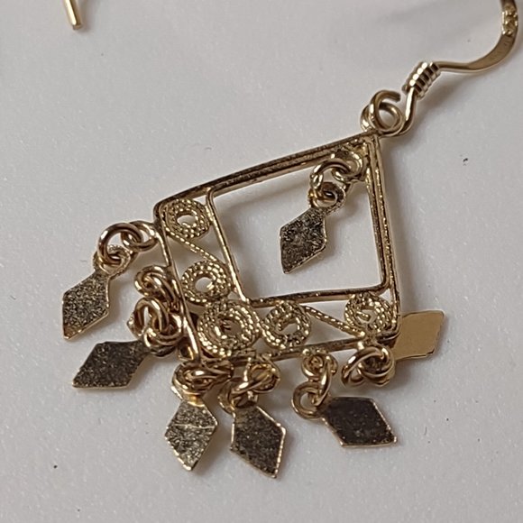 Cute Diamond Shaped Dangle Earring With 925 Sterling Silver Hooks - Picture 5 of 11